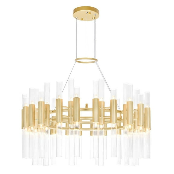 CWI Lighting Orgue 72 LED Light Metal Chandelier in Satin Gold