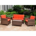 thumbnail image 2 of International Caravan Patio Settee Group Resin Wicker Furniture Set w/ Cushions-Color:Antique Brown, 2 of 4