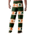 thumbnail image 3 of Domuza Men's St Patricks Day Pajamas Pants Shamrock Printed Drawstring Stretch Waist Pjs Trousers Soft Relaxed Fit Lounge Sleep Pants with Pockets Army Green M, 3 of 5