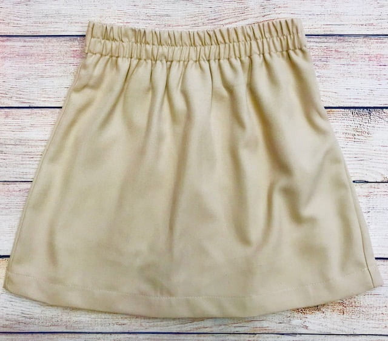 Unik Girl Uniform Skirt with Built in Shorts, Khaki Size 5