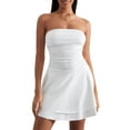thumbnail image 2 of Gupgi Strapless Tube Dress for Women Bodycon Mini Dress Ruched Ruffle Solid Color Off Shoulder Dresses, 2 of 8