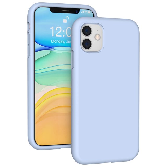 K TOMOTO Liquid Silicone case compatible with iPhone 11 (61), Full Body Protection gel Rubber cover with Soft Microfiber Lining, Scratch Resistant Shockproof Protective Phone case, clove Purple
