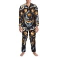 thumbnail image 3 of Lsque Fiery Skull Trio Pattern Long Sleeve Pajama Set for Men - Soft 2-Piece Sleepwear and Loungewear Set with Pockets, Comfy Nightwear-Large, 3 of 7