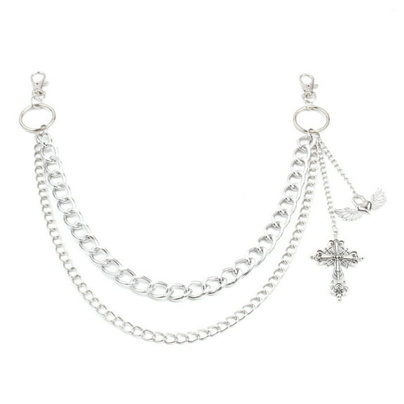 Yokua Punk Crossed Pendant Jeans Chain Women Men Decorative Pants Wallet Body Chain