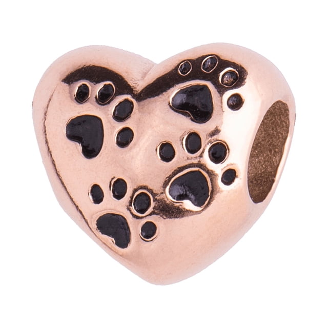 Charm para Pulsera LuckyLy, Dije de Corazón y Huellas de Perro, Acero Inoxidable, Modelo Dora rosa UNITALLA