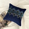 thumbnail image 3 of The HomeCentric Decorative Blue Pack of 2, 14x14 inch (35x35 cm) Throw Pillows, Velvet Quilted, Bead Embroidery & Peacock Decor Throw Pillows For Couch, Floral Pattern Modern Style Easter - Neelkanth, 3 of 11