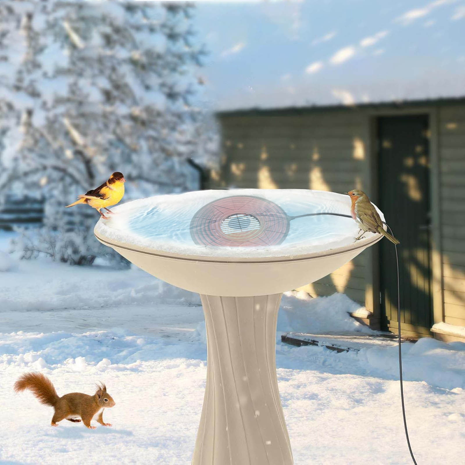 Winter Bath Ice Melter Submersible Water Heater for Livestock, Stock Tank Heater with Automatic Thermostat Control, Non-Conductive, Outdoor Pond Heater, 70W Power