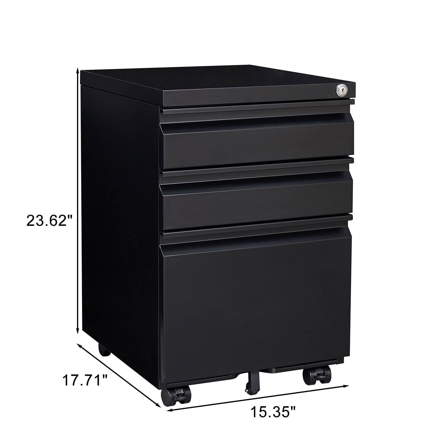 3-Drawer Lockable Mobile Metal Filing Cabinet for Letter/Legal/A4 Size, Under Desk Rolling Office Storage Cabinet with Anti-Tilt Fifth Wheel & Brake Casters, Assembly Required