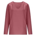 thumbnail image 5 of YMNXA Womens T Shirt Long Sleeve V Neck Solid Color Elegant Fashion Comfortable Basic Top Shirt For Daily Wear,Red,Xxxl, 5 of 6