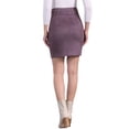 thumbnail image 3 of Falda de mujer Inspire Chic de ante sintético, de cintura alta, casual, con cinturón, falda lápiz XS, púrpura oscuro, 3 of 6