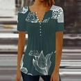 thumbnail image 2 of Womens Tops Women Summer Printing Trendy Sexy Button Cardigan Short Sleeve Shirt V Neck Casual Fitted Tunic Clothes Tops Womens Long Sleeve Athletic Shirt Too Short T Women's Athletic Long Green XL, 2 of 5