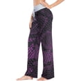 thumbnail image 2 of Women Pajama Pants Lounge Pants Long Stretch Comfy Sleepwear Purple Black Snake Skin Print, 2 of 7