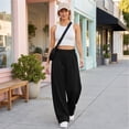 thumbnail image 5 of Women's Baggy Wide Leg Pants High Waisted Elastic Waist Casual Loose Sweatpants Solid Color Lounge Trousers with Pockets, 5 of 8