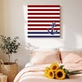 thumbnail image 4 of Canvas Wall Art Blue Anchor Canvas Art Print Costal Red White Blue Stripes Background Pictures Wall Decor for Living Room Bedroom Artwork Decorations Stretched Framed Ready to Hang 8"x8", 4 of 9