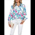 thumbnail image 1 of Blusas Bohemias con Cuello en V y Mangas Farol para Mujer 2025 Azul y Verde XL, 1 of 10