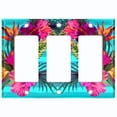 thumbnail image 6 of Metal Light Switch Plate Cover Hibiscus Flower Wreath Teal Stripes FLW031, 6 of 12