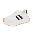 thumbnail image 7 of Rokment Women's Vintage Platform Chunky Low Top Fashion Sneakers Fall Winter Retro Casual Color Block Patchwork Height Increasing Skateboard Tennis Walking Shoes Comfortable White Size 7.5, 7 of 7