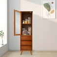 thumbnail image 3 of 5-Tier Bamboo Storage Cabinet Narrow Tall Cabinet Freestanding Cabinet for Living Room, 3 of 12
