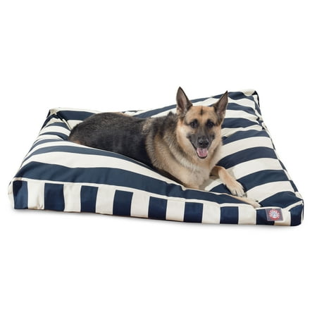 UPC: 0788995504184 | Majestic Pet Vertical Stripe Rectangle Dog Bed Treated Polyester Removable Cover Navy Blue Extra Large 50  x 42  x 5