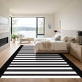 thumbnail image 3 of ODIKA 6'x9' Machine Washable Non-Slip Area Rug, Reversible Striped Black Grid High Traffic Rug, Black, 889890, 3 of 7