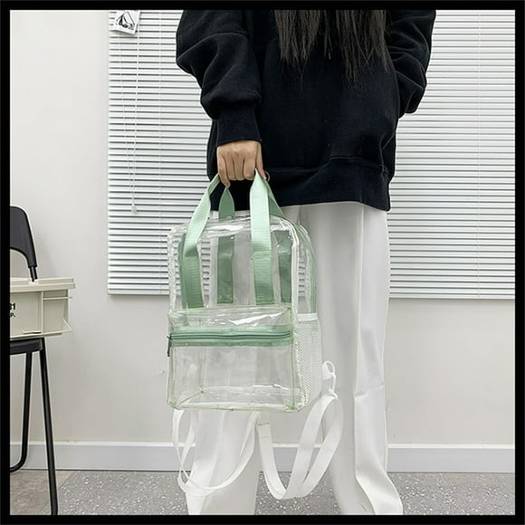 Wzzjkit Backpack Clear Backpack Heavy Duty PVC Transparent Backpack Large Multi-functional Travel Bag Student School Bag Saving