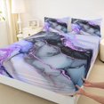 thumbnail image 3 of Feelyou Dreamy Purple Marbling Bed Sheets, Modern Fashion Stripes King Sheets, Teens Adult Men Women Sheet Set, Luxury Bedroom Decor, 4pcs, 3 of 7
