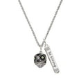 thumbnail image 1 of Delight Jewelry Silvertone Diagonal Banded Barrel with Lime Green Crystals Spinner Silvertone Be Strong and Courageous Bar Charm Necklace, 23", 1 of 4
