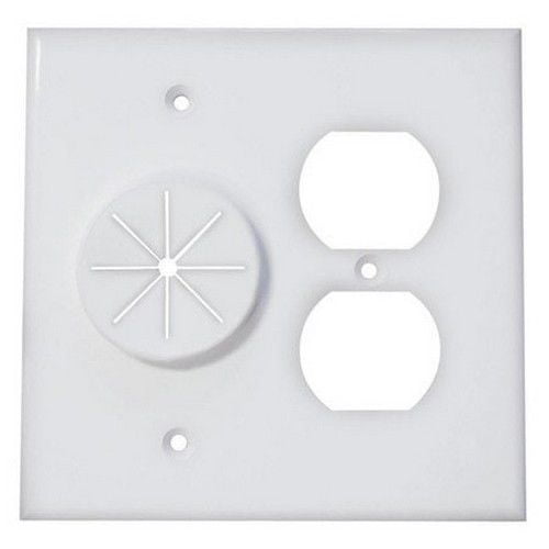 Midlite Double Gang Cable Pass Through Wall Plate With Dual Outlet
