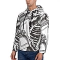 thumbnail image 3 of Kdxio Skeleton Book Lover Print Mens Casual Hooded Collar Drawstring Hoodies Pullover Sweatshirts Casual Long Sleeve Shirts-Large, 3 of 7
