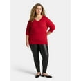 thumbnail image 2 of Terra & Sky Women's Plus V-Neck Fine Gauge Pullover Sweater, Lightweight, Sizes 0X-5X, 2 of 5