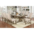 thumbnail image 2 of Dining Room Furniture Rustic 9pc Dining Set Table w 18" Leaf 8x Dining Chairs Light Oak Beige Upholstered Seat Chairs, 2 of 10