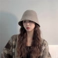 thumbnail image 3 of grey Women's Bucket Hats （M）Cute Knitted Fishing Hat Outdoor for Cap like loose sweater dress, casual t-shirt and so on, 3 of 5