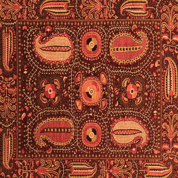 Ahgly Company Indoor Square Abstract Orange Modern Area Rugs, 4' Square