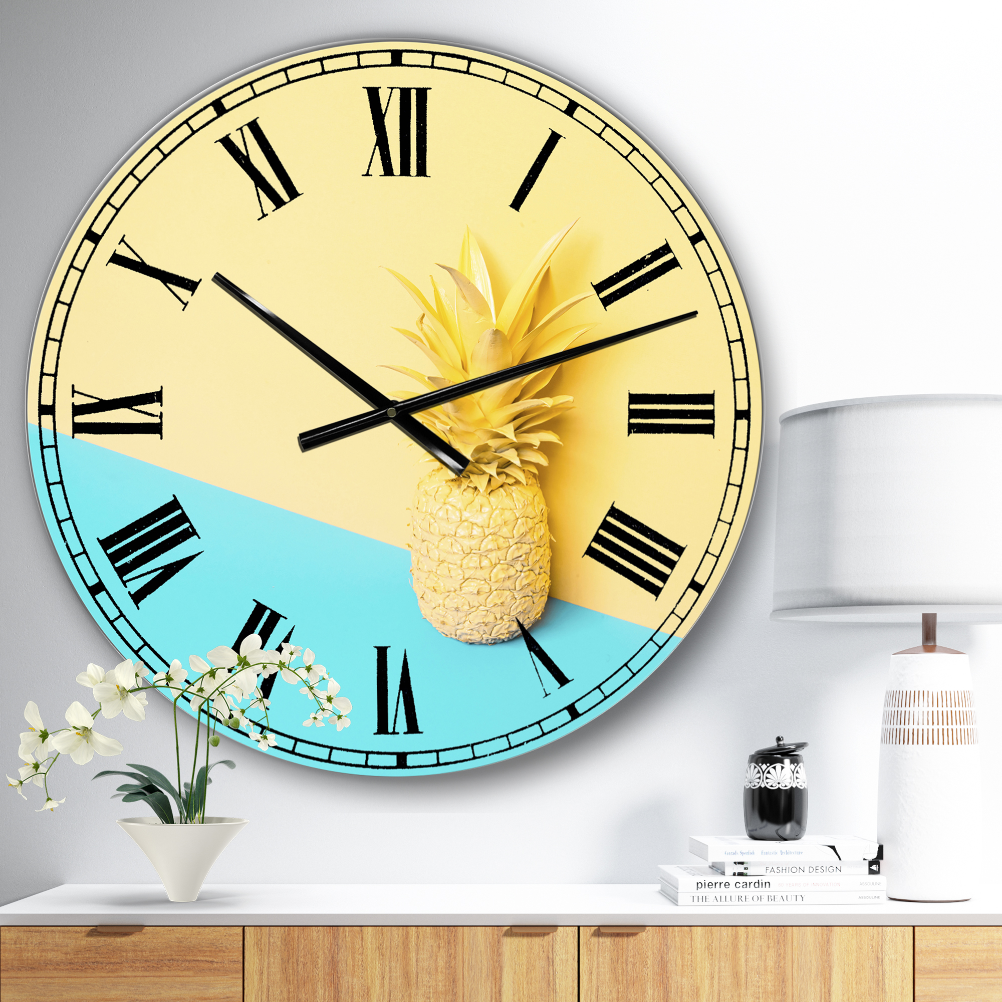 Designart Oversized Blue Analog Round Modern Wall Clocks, CLM25651-C23