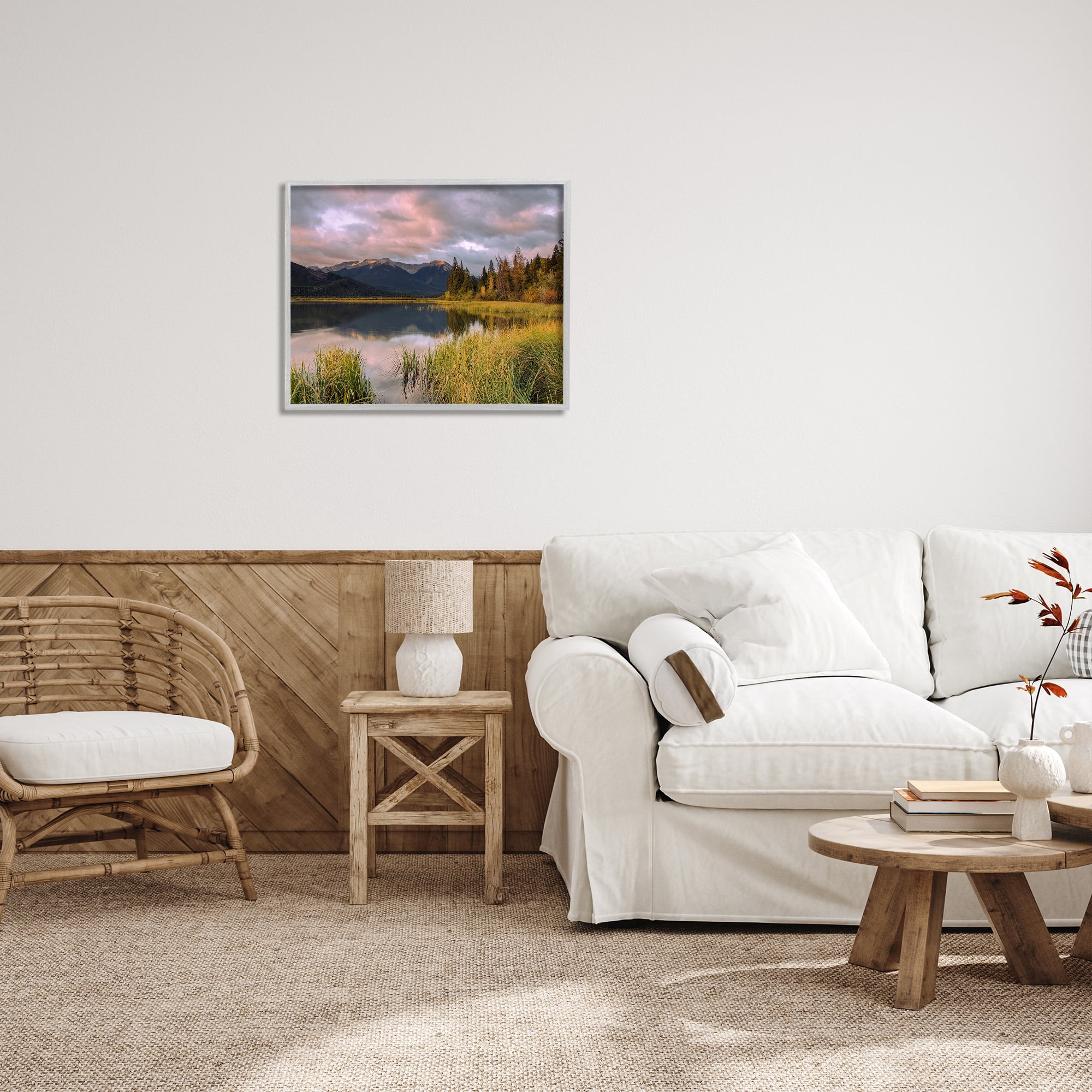 Stupell Industries Lake's Edge Landscape Landscape Photography Gray Framed Art Print Wall Art, 30 x 24