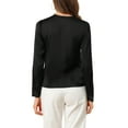 thumbnail image 3 of INSPIRE CHIC Women's Office Tie V Neck Long Sleeve Elegant Blouse Shirt M Black, 3 of 7