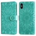thumbnail image 3 of Cutyskin Case for iPhone XS, iPhone X,Wallet Case,PU Leather Flip,Kickstand,Double Magnetic Clasp,Embossed Mandala Flower Lanyard Protective PU Leather Cover For iPhone X/XS, Green, 3 of 12