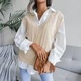 thumbnail image 2 of Fesfesfes Women Sweater V-neck Solid Knitted Sweater Casual Sleeveless Vest Jacket Coat Tops, 2 of 6