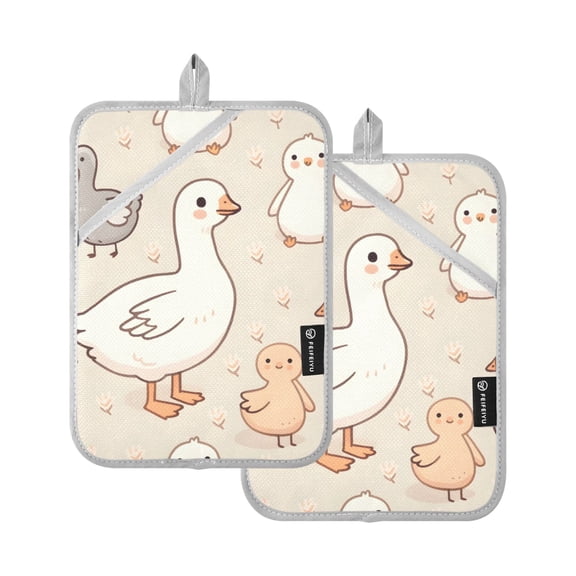 Lovely Geese Oven Mitts 2 Pcs Pot Holders Sets Heat Resistant for Kitchen Cooking Baking 7"x9.8"
