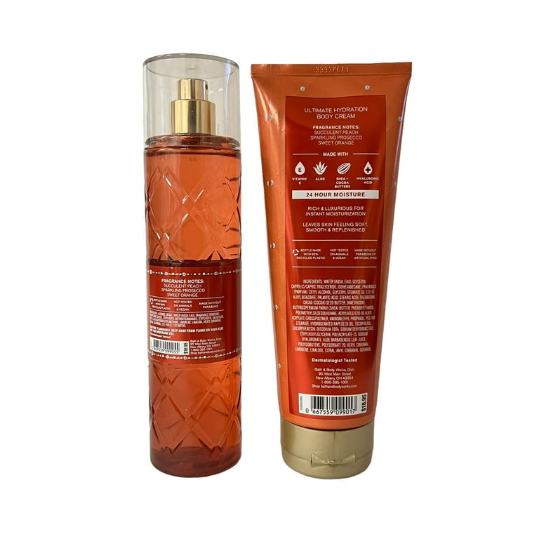 Bath & Body Works Peach Bellini Fragrance Mist & Body Cream Set
