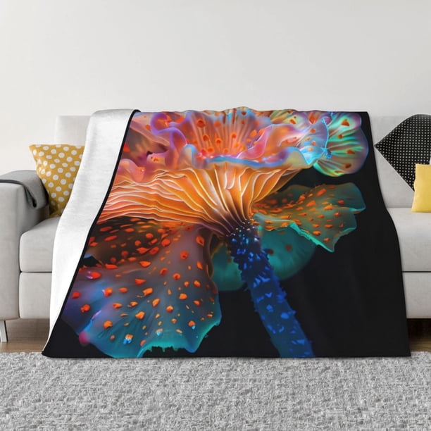 Fotbe Bioluminescent Underwater Flower Manta de Franela con Estampado, Manta Ultrasuave para Cama, Sofá, Auto, Hipoalergénica y Antibolitas-80"x60"