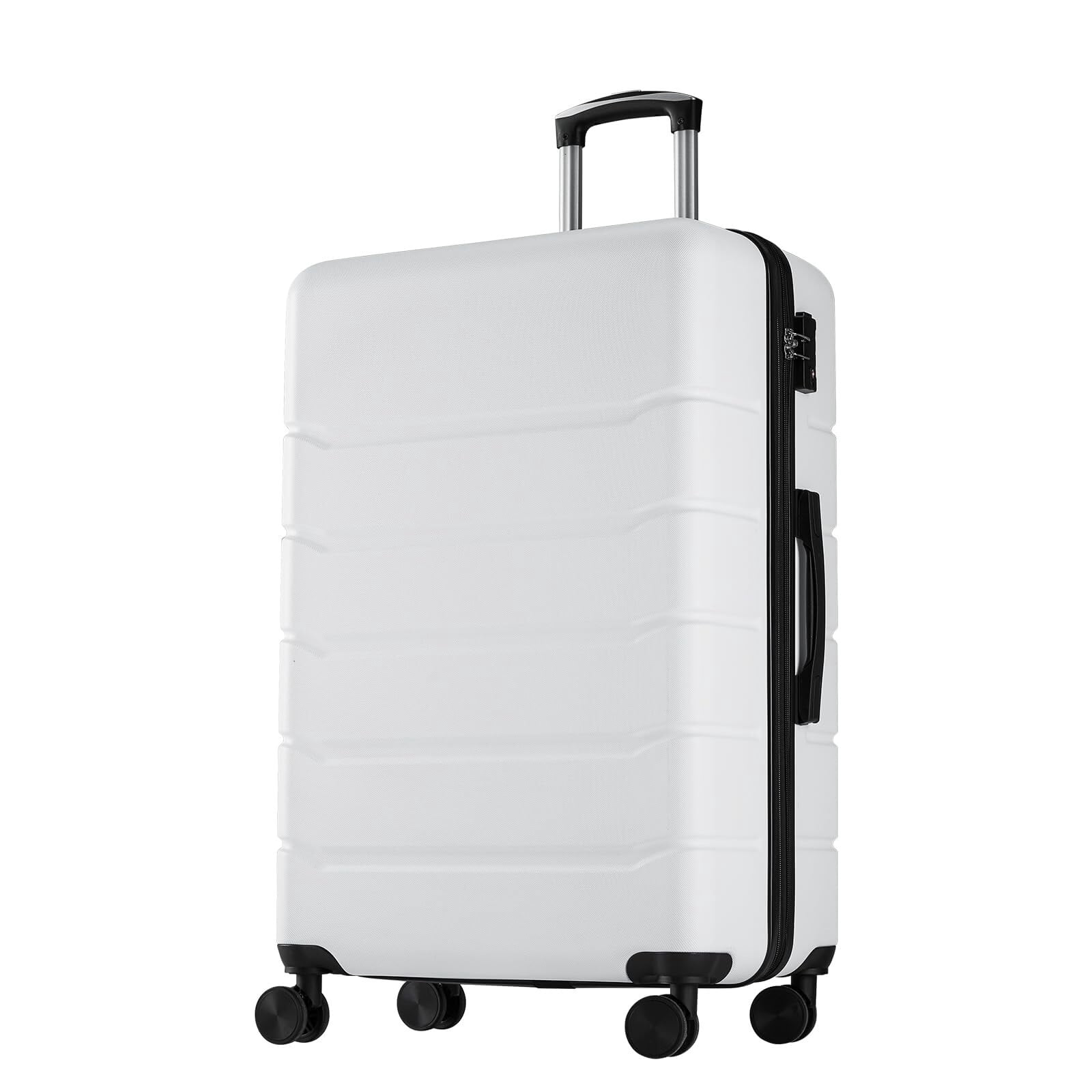 Kelno Medium Checked Luggage with Spinner Wheels ABS Hard Shell Suitcase Expandable Rolling Luggage with TSA Lock, White