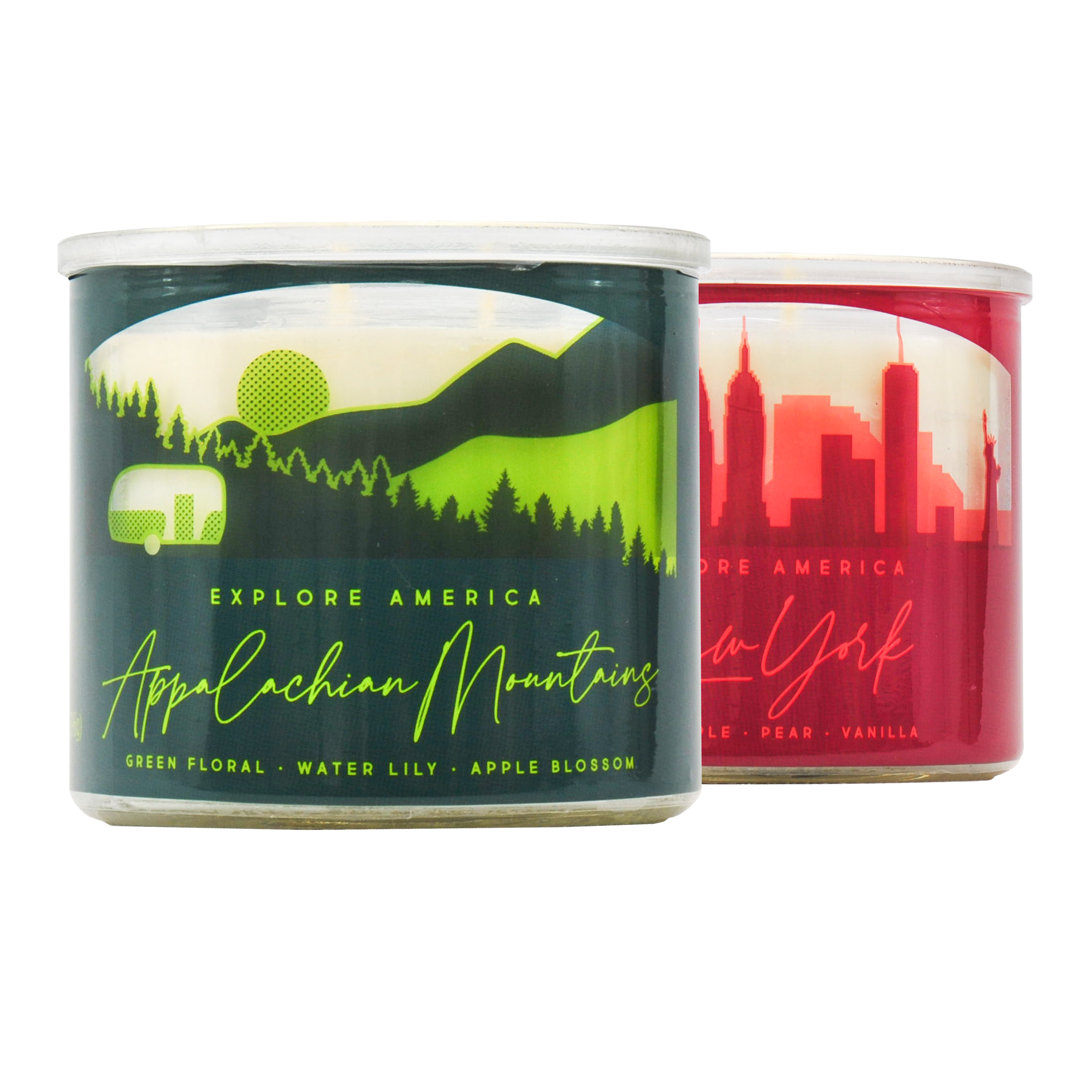 Mainstays 14-Ounce 3 Wick Candles New York and Appalachian Mountains Wraps, 2 Pack
