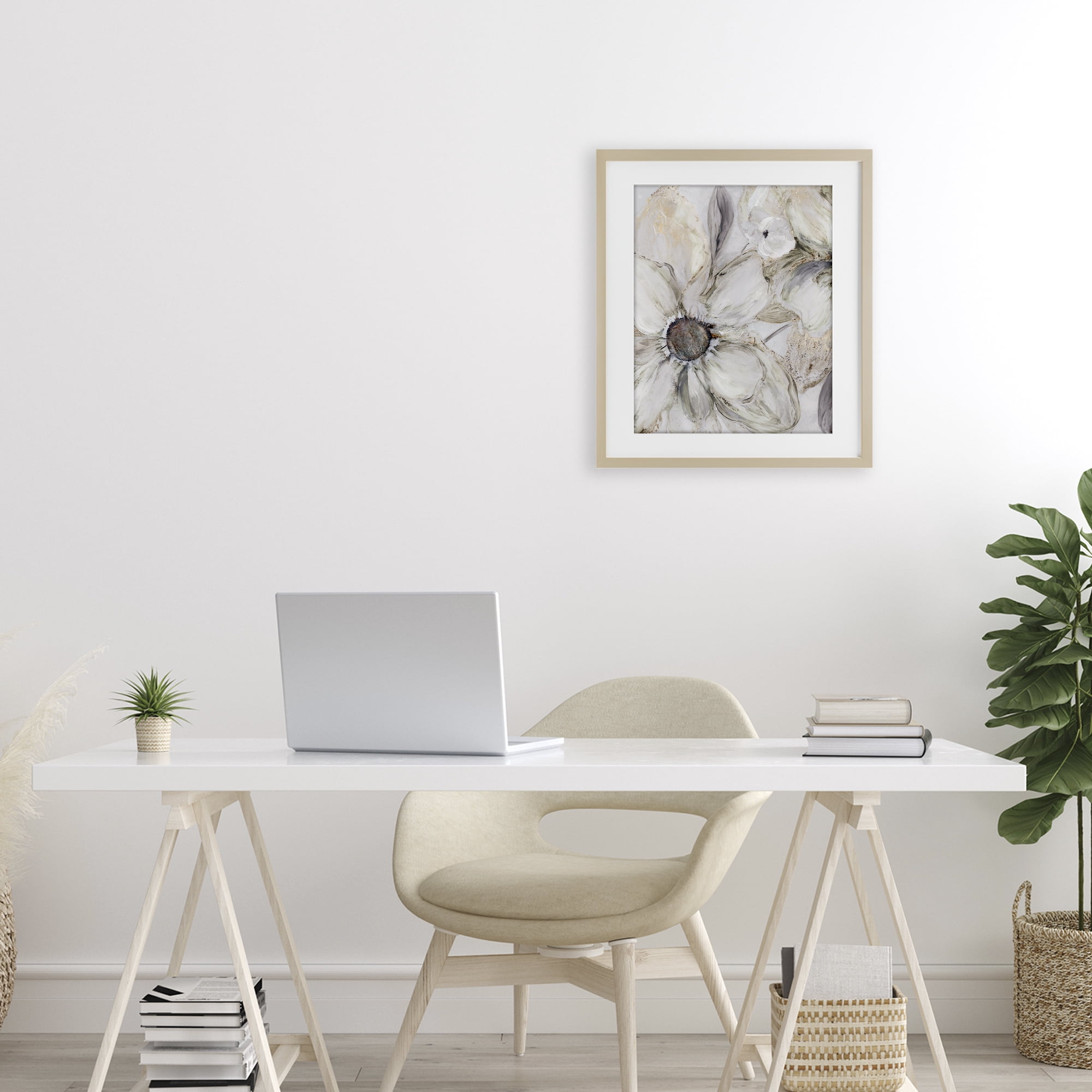 Stupell Industries Neutral Sandstone Blooms Birch Framed Print Under Glass, design by Carol Robinson