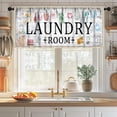 thumbnail image 3 of Laundry Room Window Valance,Vintage Farmhouse Rustic Watercolor Hanging Clothes Laundry Windows Small Short Treatment Drapes for Living Room Kitchen 1 Piece,54x18 Inch, 3 of 4