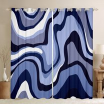 jejeloiu Modern Geometric Aesthetic Blackout Curtains Set of 2 (38x54 Each),Stripes Lines Curtains and Drapes,Deepblue Striped Living Room Curtains For Children,Microfiber Bedroom Decor