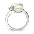 thumbnail image 2 of 925 Sterling Silver Rhodium-plated 8-9mm White 2-Freshwater Cultured Pearl and Cubic Zirconia Ring Size 6, 2 of 7