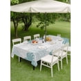 thumbnail image 3 of Outdoor Tablecloth with Umbrella Hole and Zipper, Turquoise White Floral Rectangle Table Cloth 54x80 Inch Waterproof Tablecloth, Elegant Chrysanthemum Farmhouse Picnic Table Cover for Patio Camping, 3 of 7