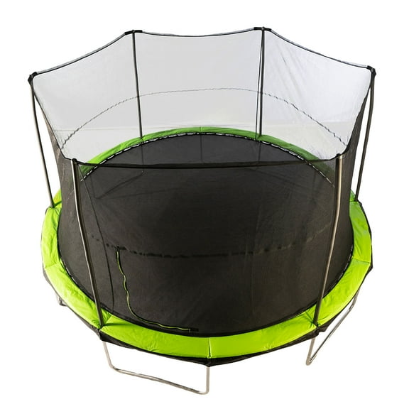 JumpKing 14 Foot Trampoline and Enclosure System with Pad, Black/Lime Green