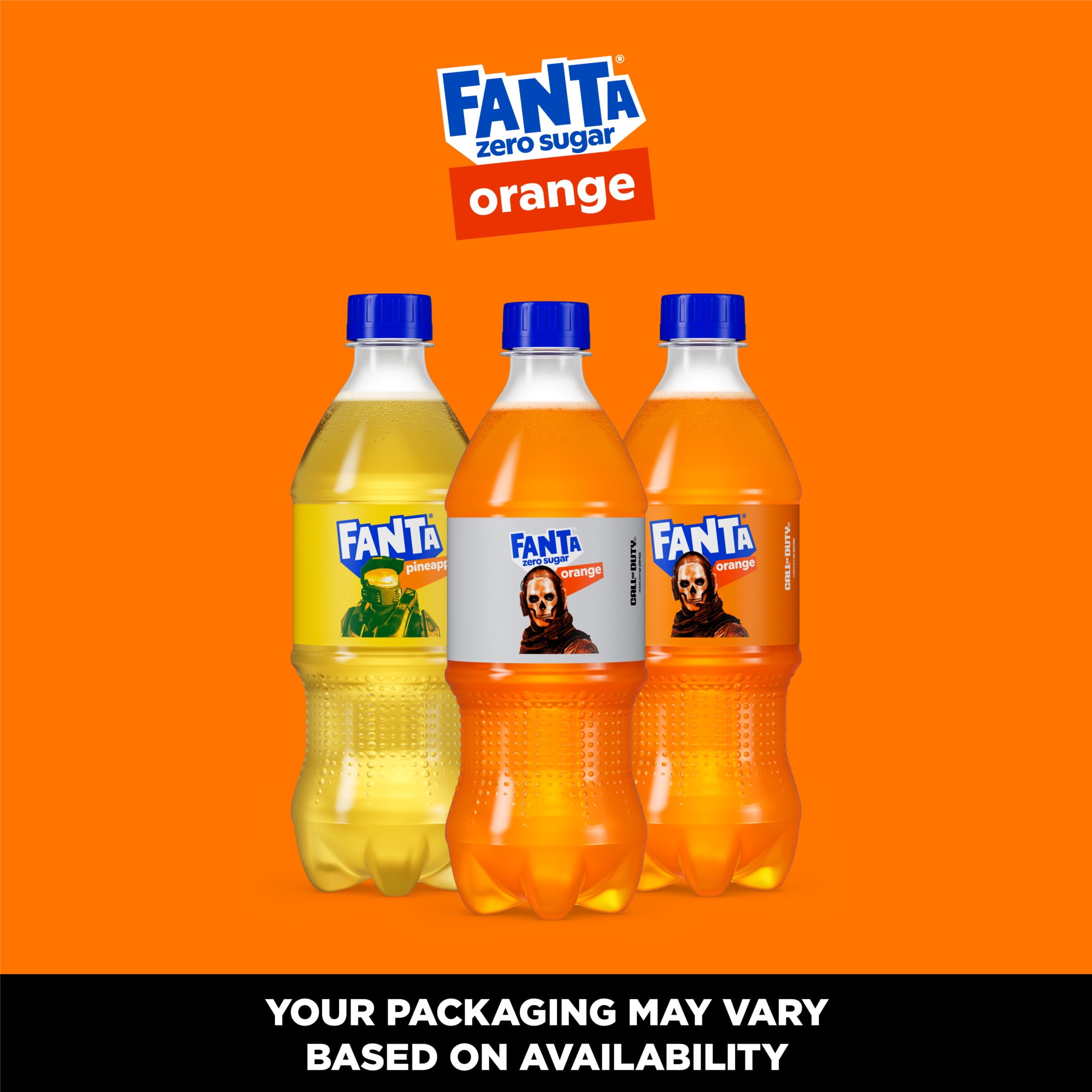 (4 pack) Fanta Zero Sugar Orange Soda Pop Bottle, 20 fl oz